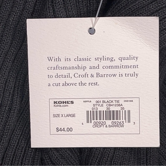 NEW XL CROFT AND BARROW BLACK COWL NECK KNIT SWEATER LONG SLEEVE - Picture 9 of 11